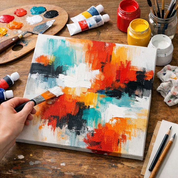 Tableau abstrait à l’acrylique : technique et idées faciles