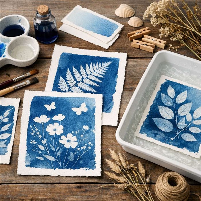 Cyanotype décoratif sur papier aquarelle : guide complet et facile