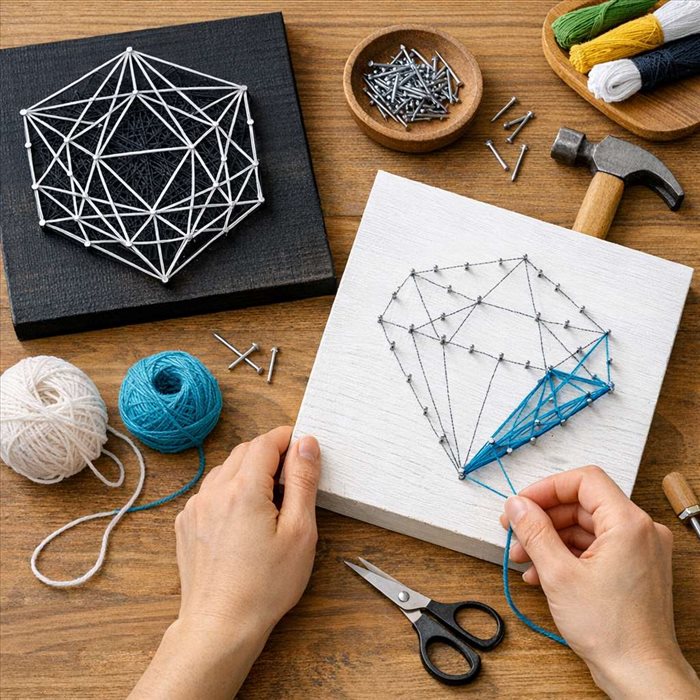 Tableau en string art géométrique : méthode facile et créative