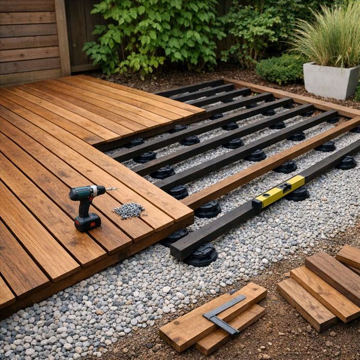 Terrasse en bois sur gravier : préparation et installation facile