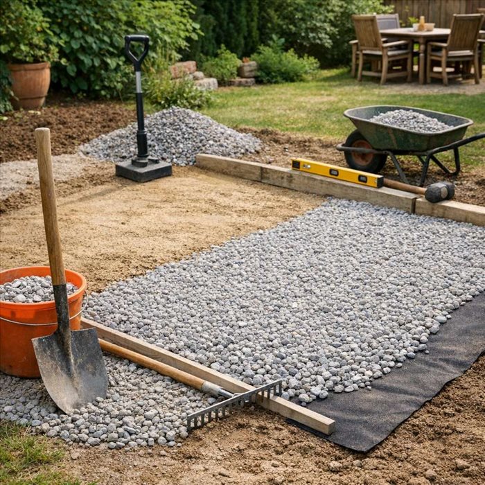 Faire une terrasse en gravier : préparation et étapes clés